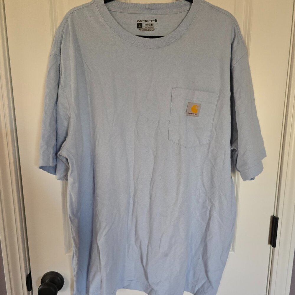 Mens Carhartt short sleeve pocket tshirt light blue XL